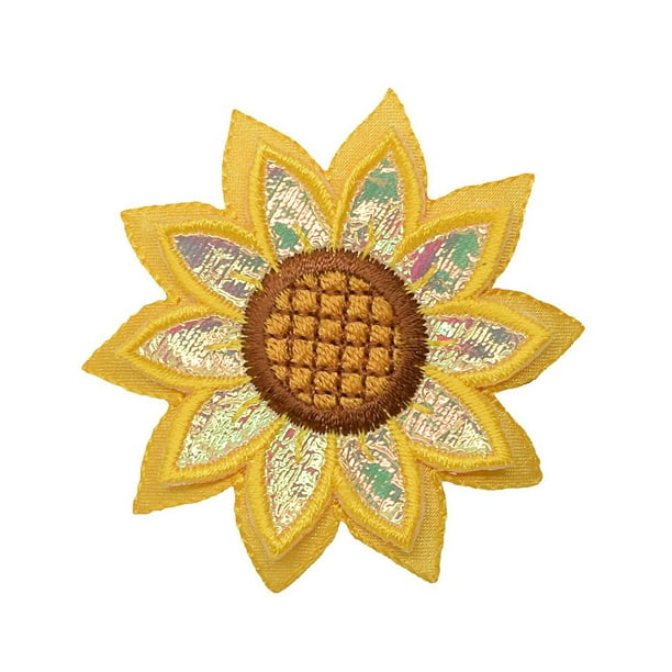 Silver Water Lily Gold Embroidered Iron-on Emblem Badge Patch Flower Applique